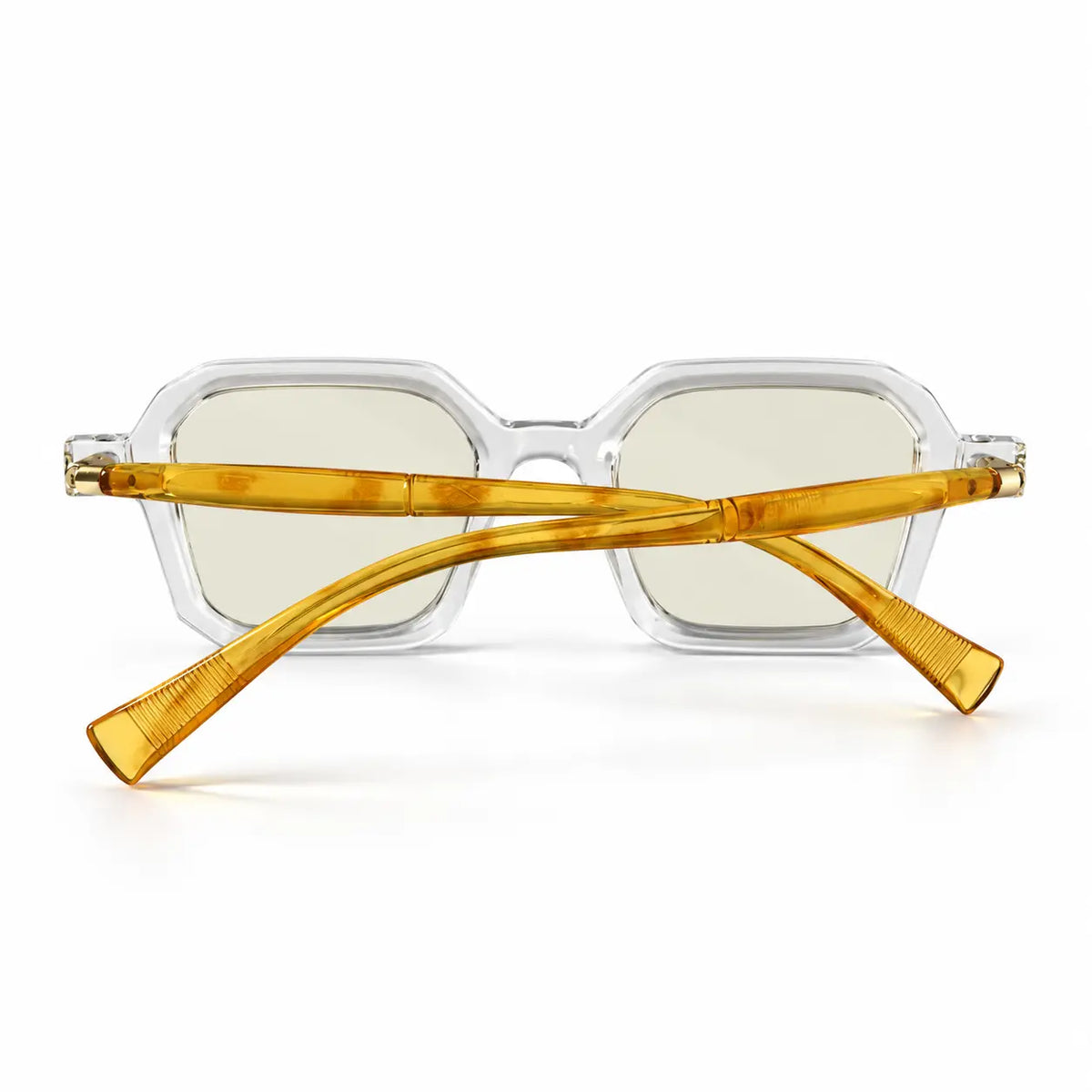 Kuboraum Crystal Clear Photochromic Glasses with Amber Temples & Gold Accents