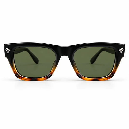 Prada Black & Havana Tortoiseshell Rectangular Sunglasses with Green Lenses