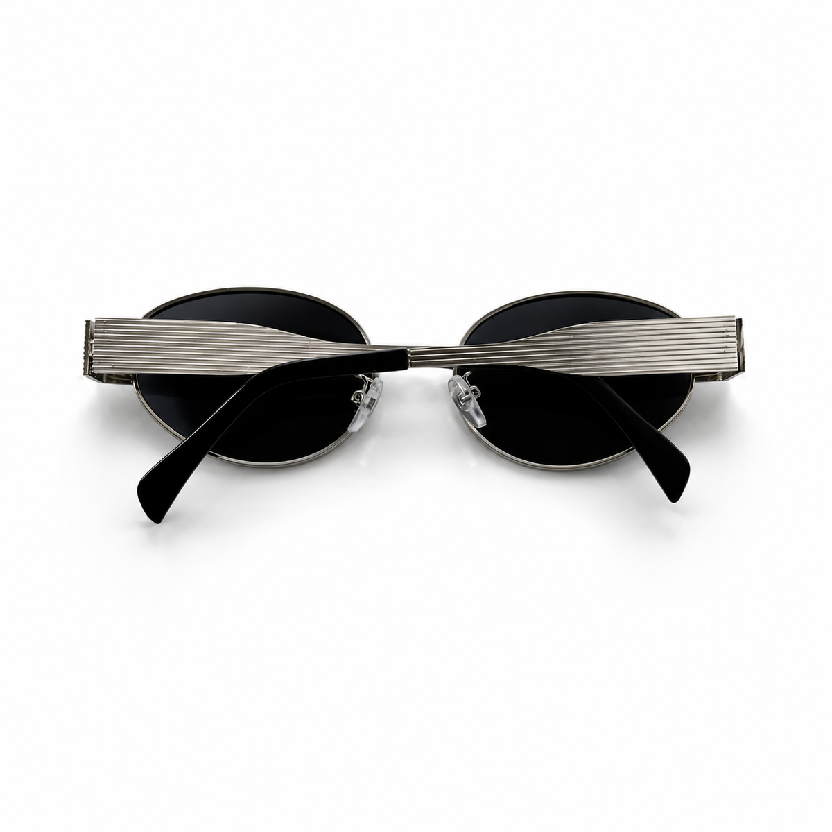 Retro Oval Black Silver Frame Sunglasses for Women