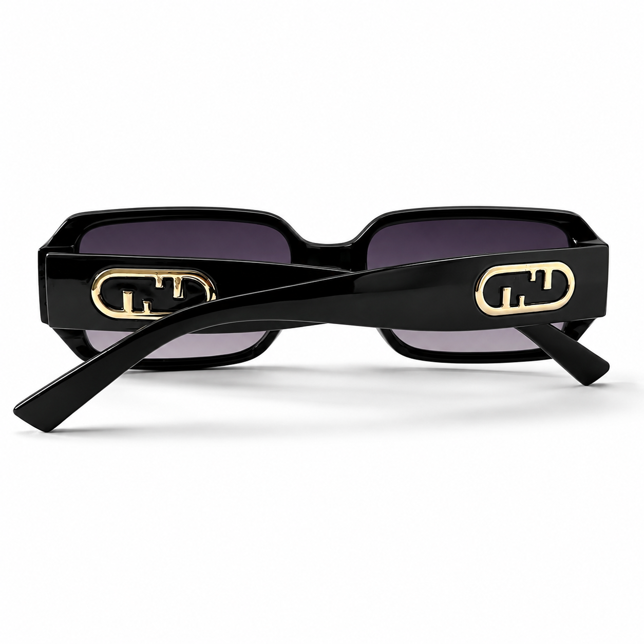 Fendi Gold Tone Black Rectangular Sunglasses – Luxury Eyewear