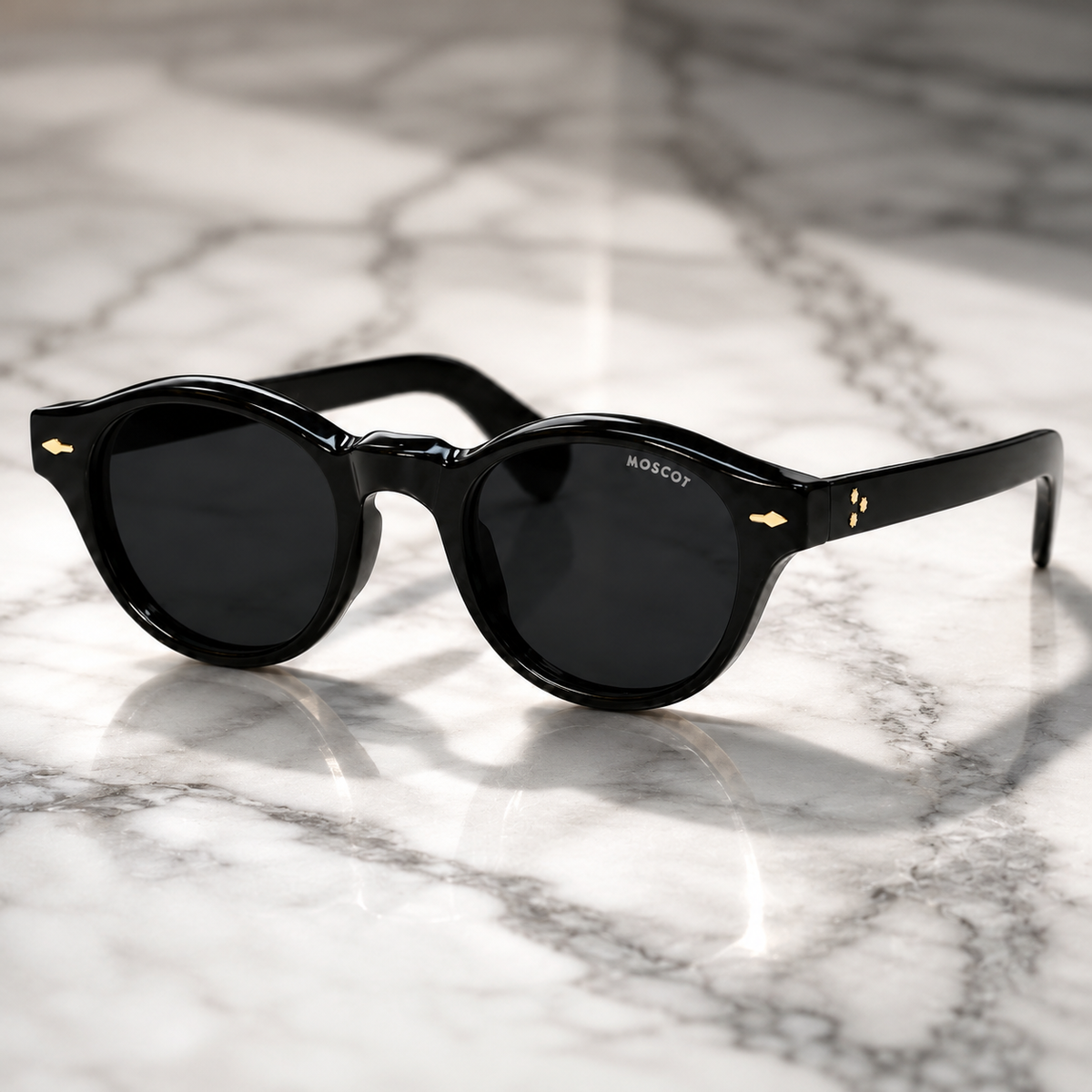 MOSCOT Grunya Sun Black Round Sunglasses