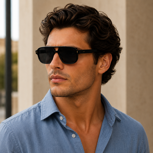 Moscot Double-Bridge Black Square Aviator Sunglasses