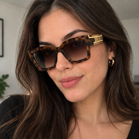Louis Vuitton Style Oversized Tortoiseshell Gradient Sunglasses