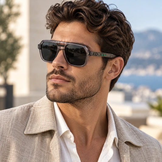 Jacques Marie Mage Smoky Gray Geometric Aviator Sunglasses