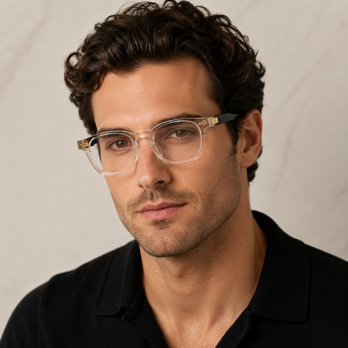 Urban Ziyaar Transparent Square Optical Eyeglasses Black Temples