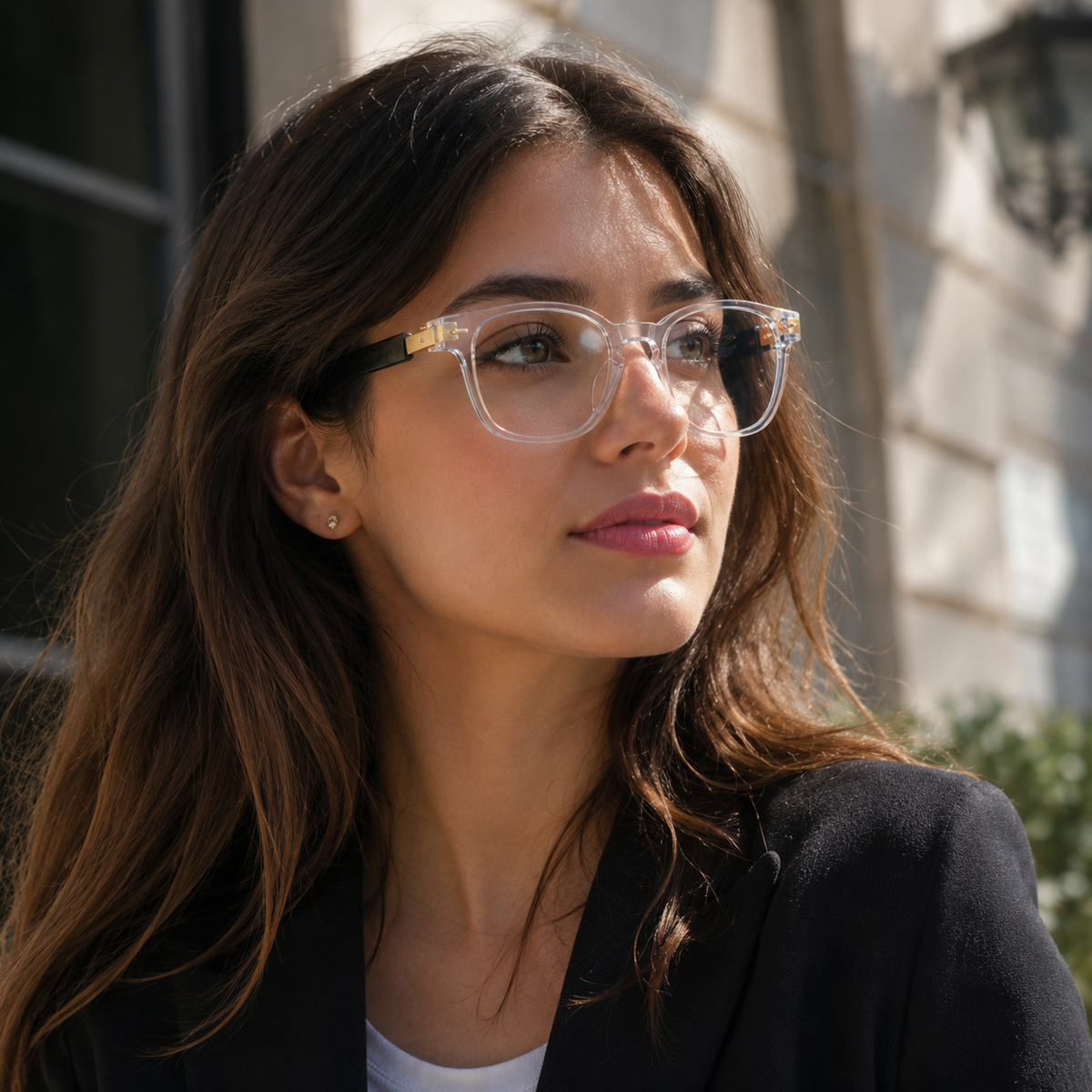 Urban Ziyaar Transparent Square Optical Eyeglasses Black Temples