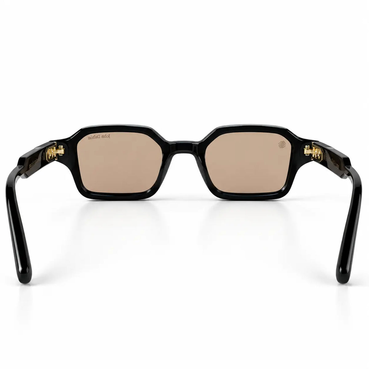 John Dalia Black Geometric Square Sunglasses with Brown Lenses