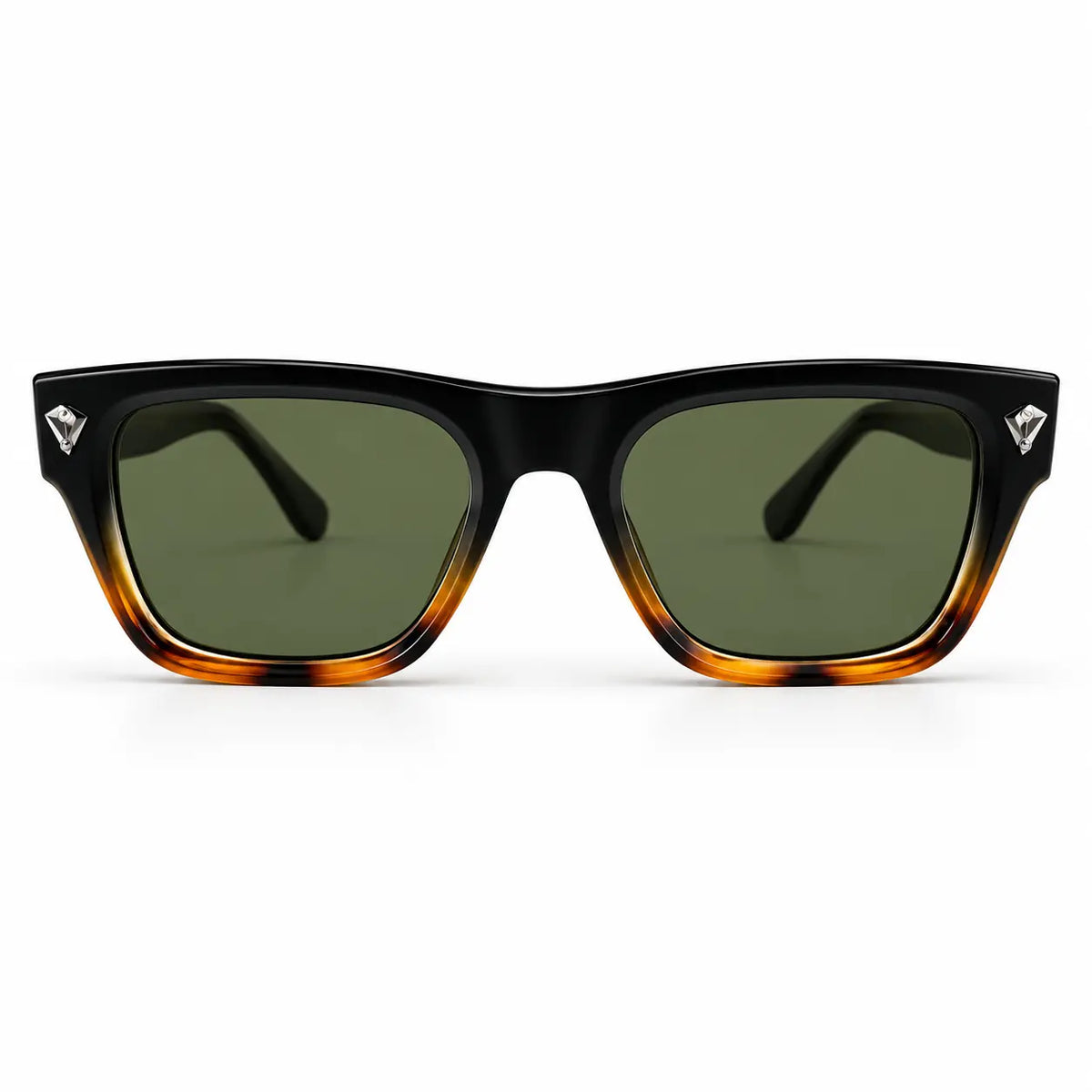 Prada Black & Havana Tortoiseshell Rectangular Sunglasses with Green Lenses