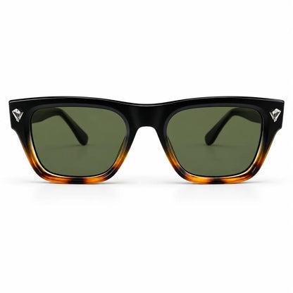 Prada Black & Havana Tortoiseshell Rectangular Sunglasses with Green Lenses