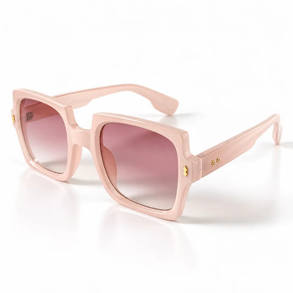 Blush Pink Oversized Square Sunglasses with Rose Gradient Lenses