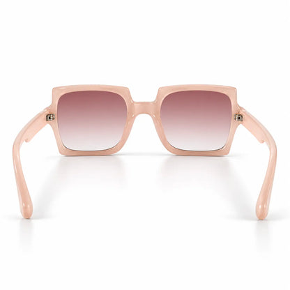 Blush Pink Oversized Square Sunglasses with Rose Gradient Lenses