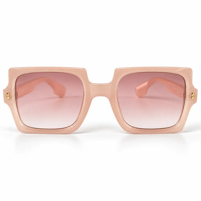 Blush Pink Oversized Square Sunglasses with Rose Gradient Lenses