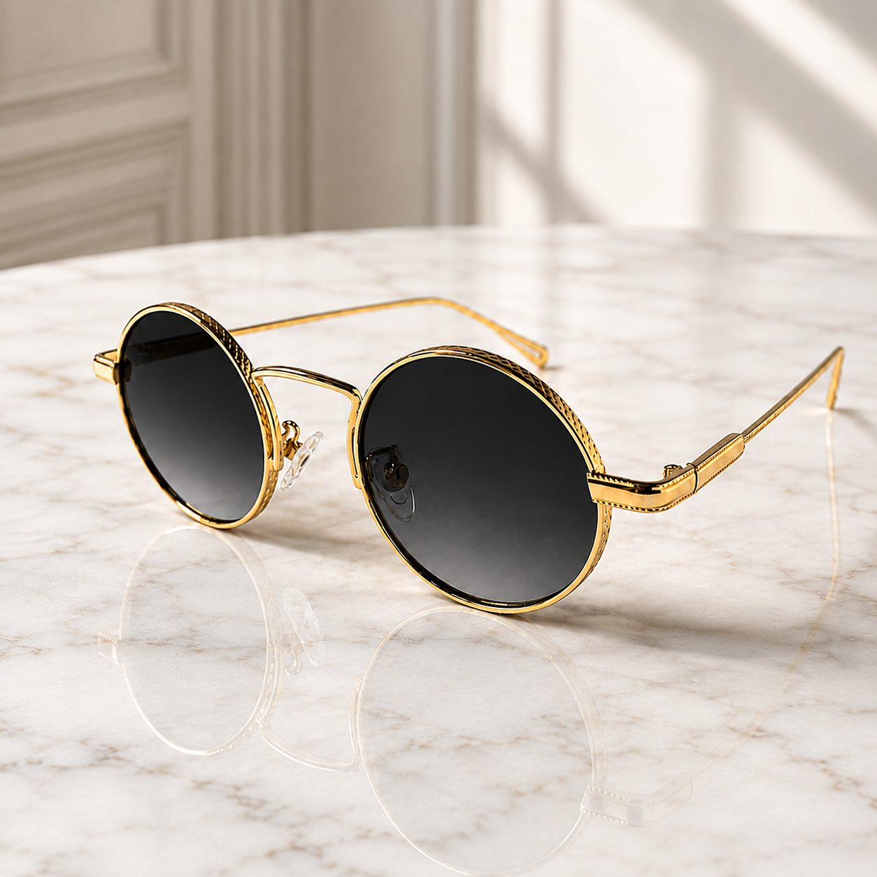 Urban Ziyaar Aureon Premium Gold Round Women’s Sunglasses