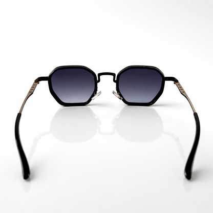 Urban Ziyaar Elvar Black Gold Geometric Sunglasses