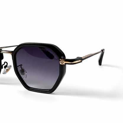 Urban Ziyaar Elvar Black Gold Geometric Sunglasses