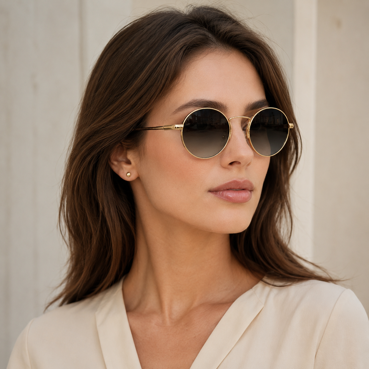 Urban Ziyaar Aureon Premium Gold Round Women’s Sunglasses