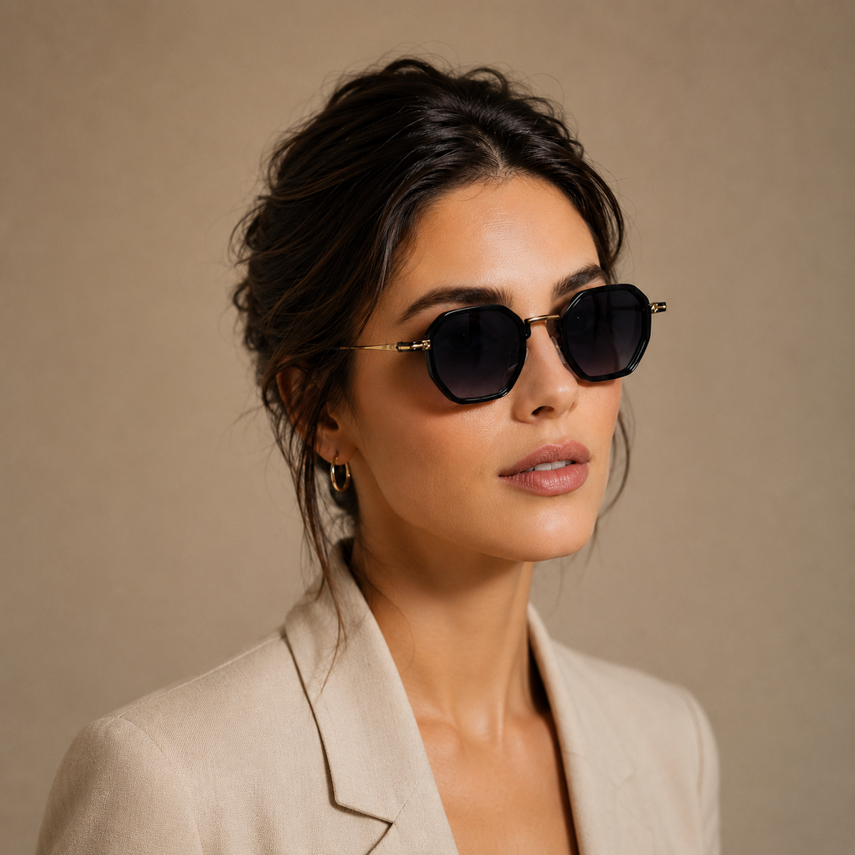 Urban Ziyaar Elvar Black Gold Geometric Sunglasses