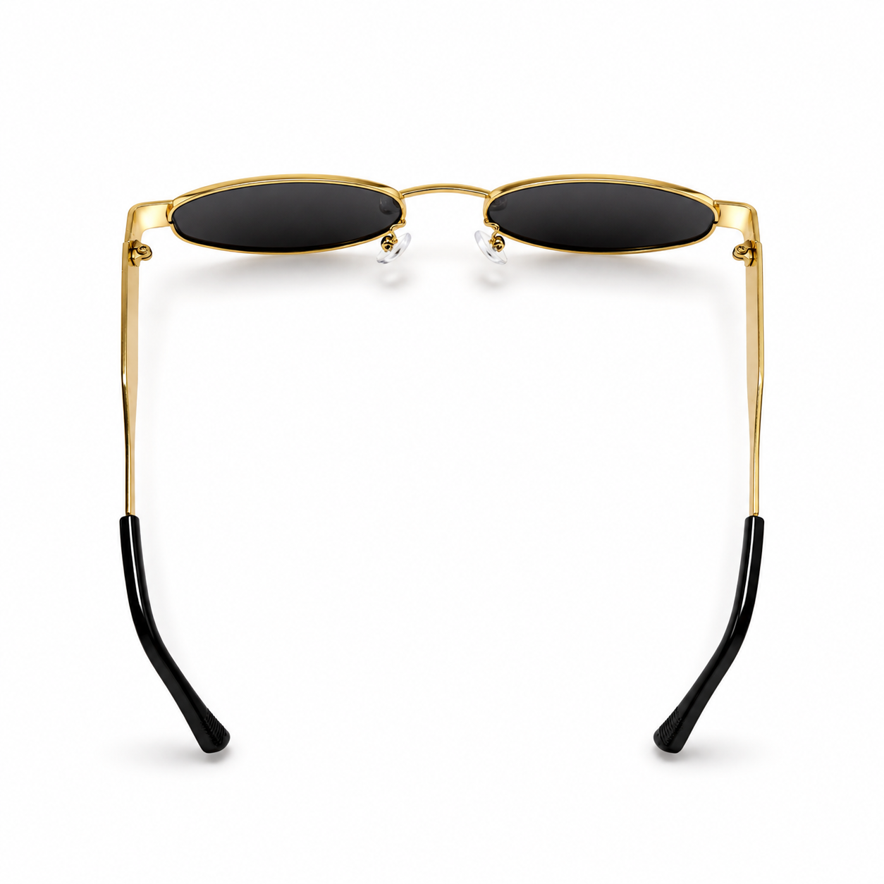 Retro Oval Gold Frame Black Lens Sunglasses for Women