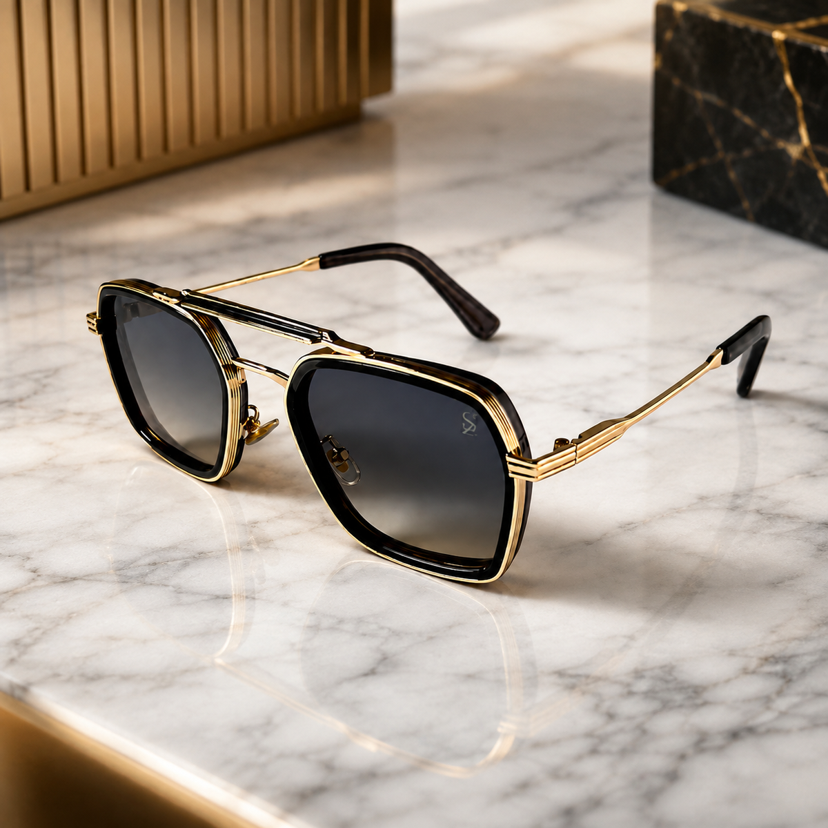 Urban Ziyaar Arven Premium Square Double-Bridge Sunglasses