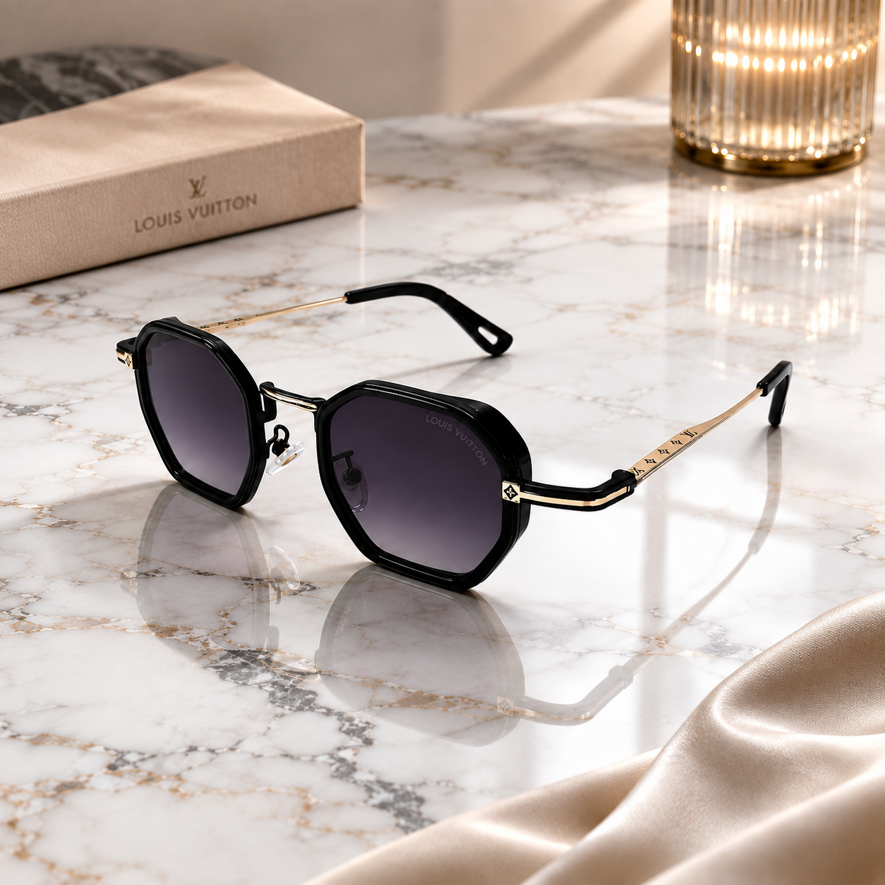 Urban Ziyaar Elvar Black Gold Geometric Sunglasses