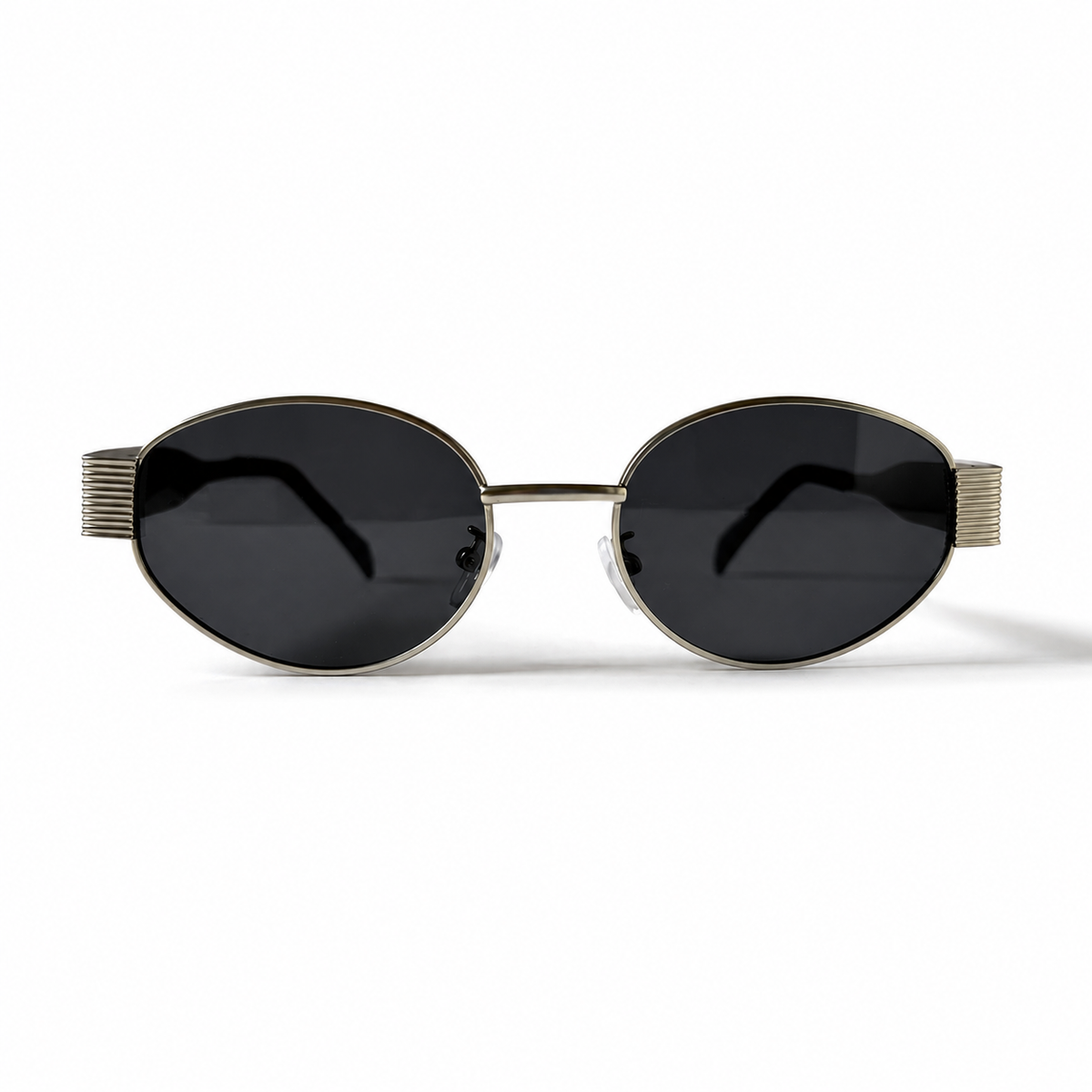 Retro Oval Black Silver Frame Sunglasses for Women