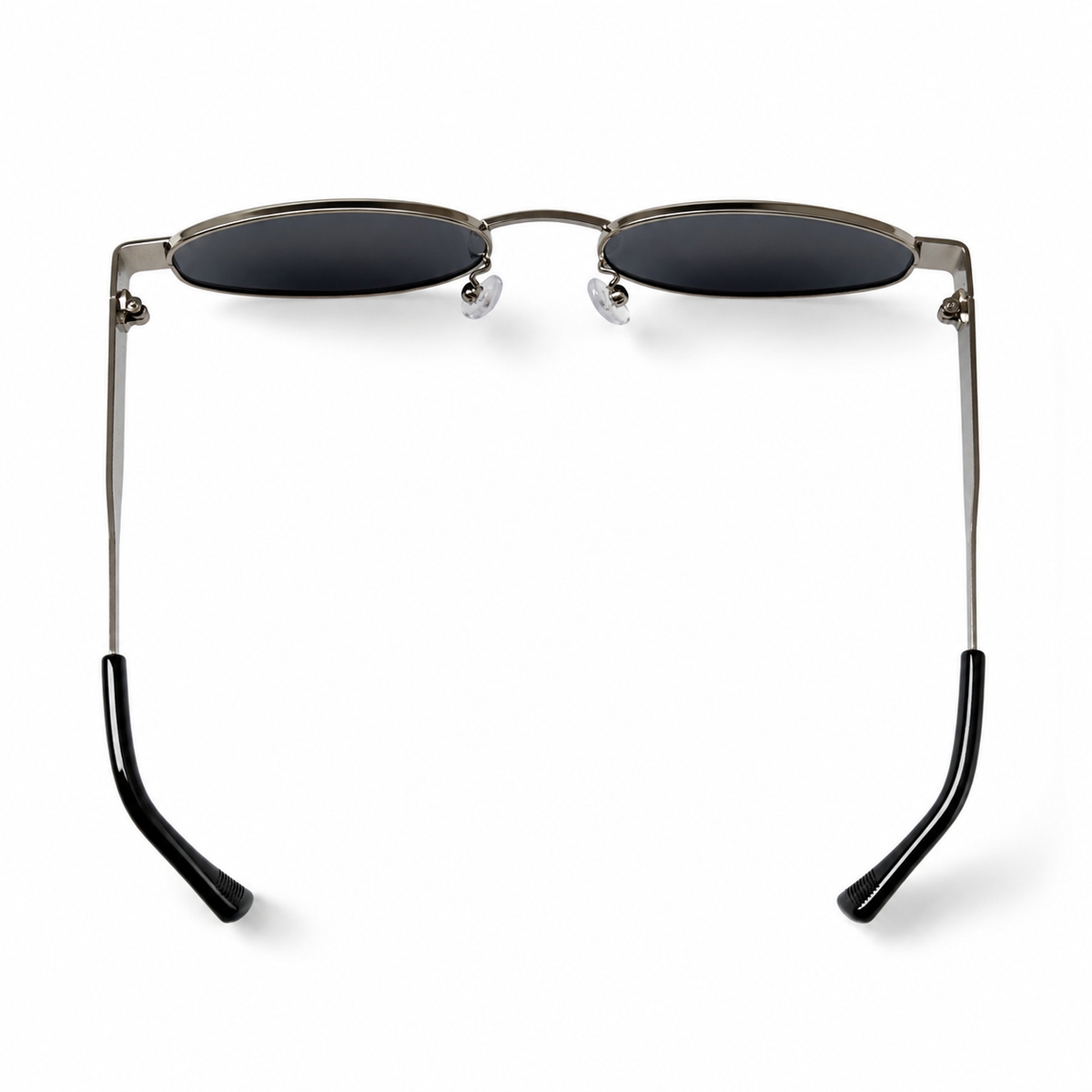 Retro Oval Black Silver Frame Sunglasses for Women