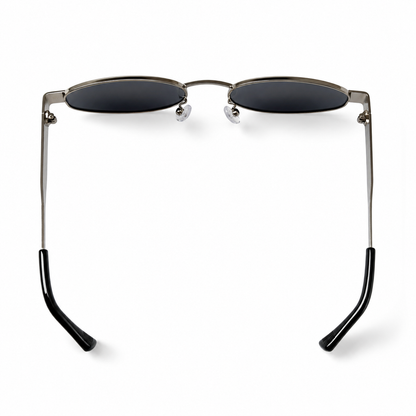 Retro Oval Black Silver Frame Sunglasses for Women