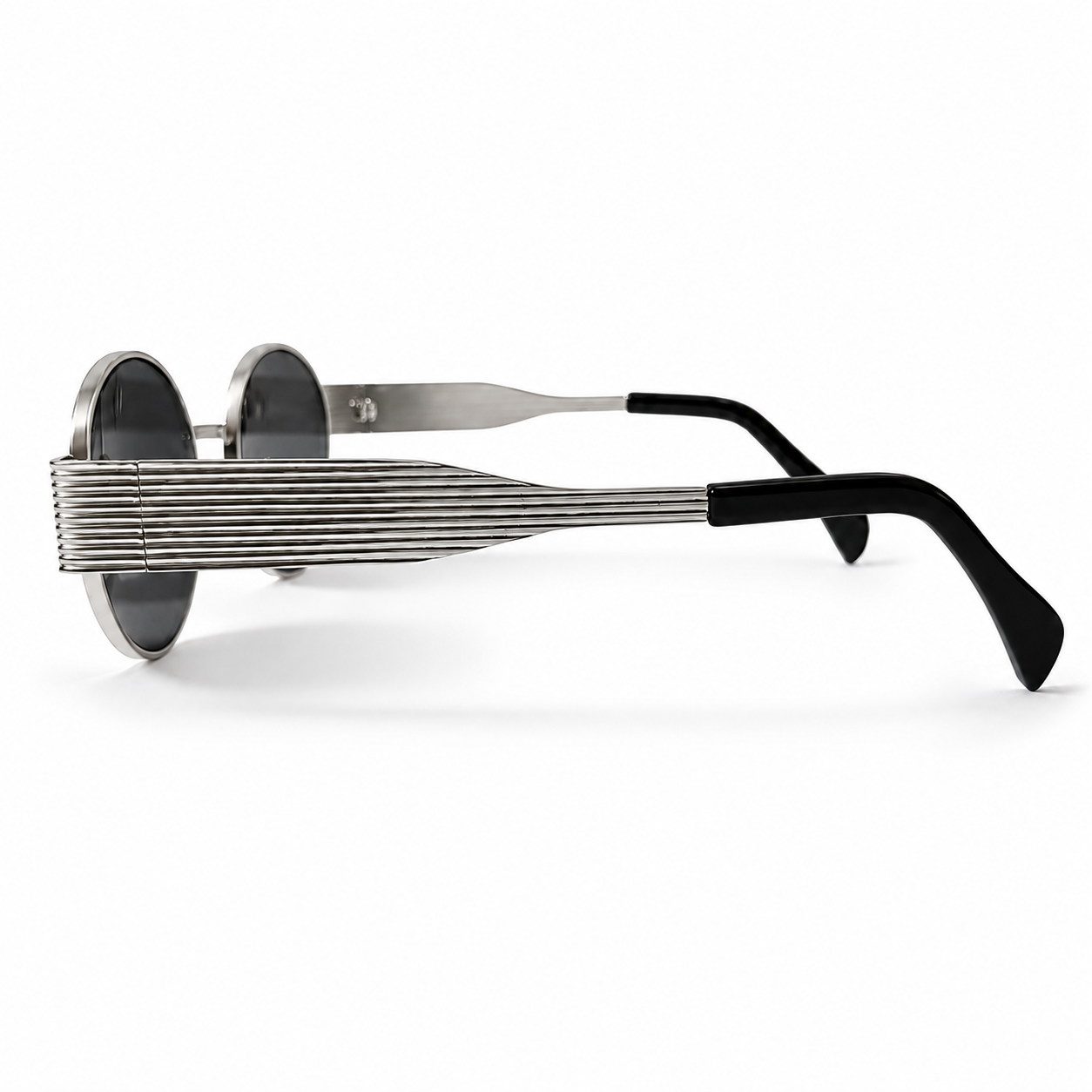 Retro Oval Black Silver Frame Sunglasses for Women
