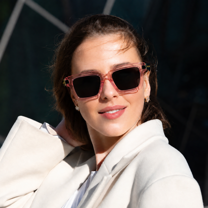 Marc Jacobs 9565 Transparent Pink Black Square Acetate Sunglasses