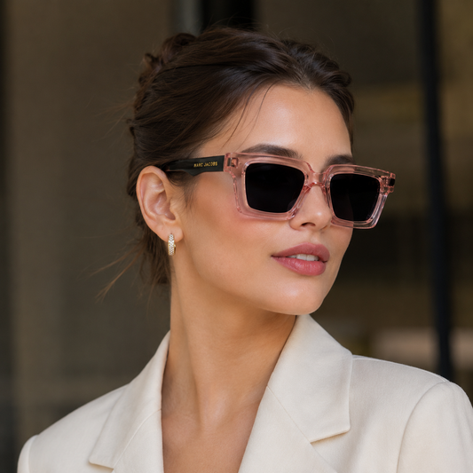 Marc Jacobs 9565 Transparent Pink Black Square Acetate Sunglasses
