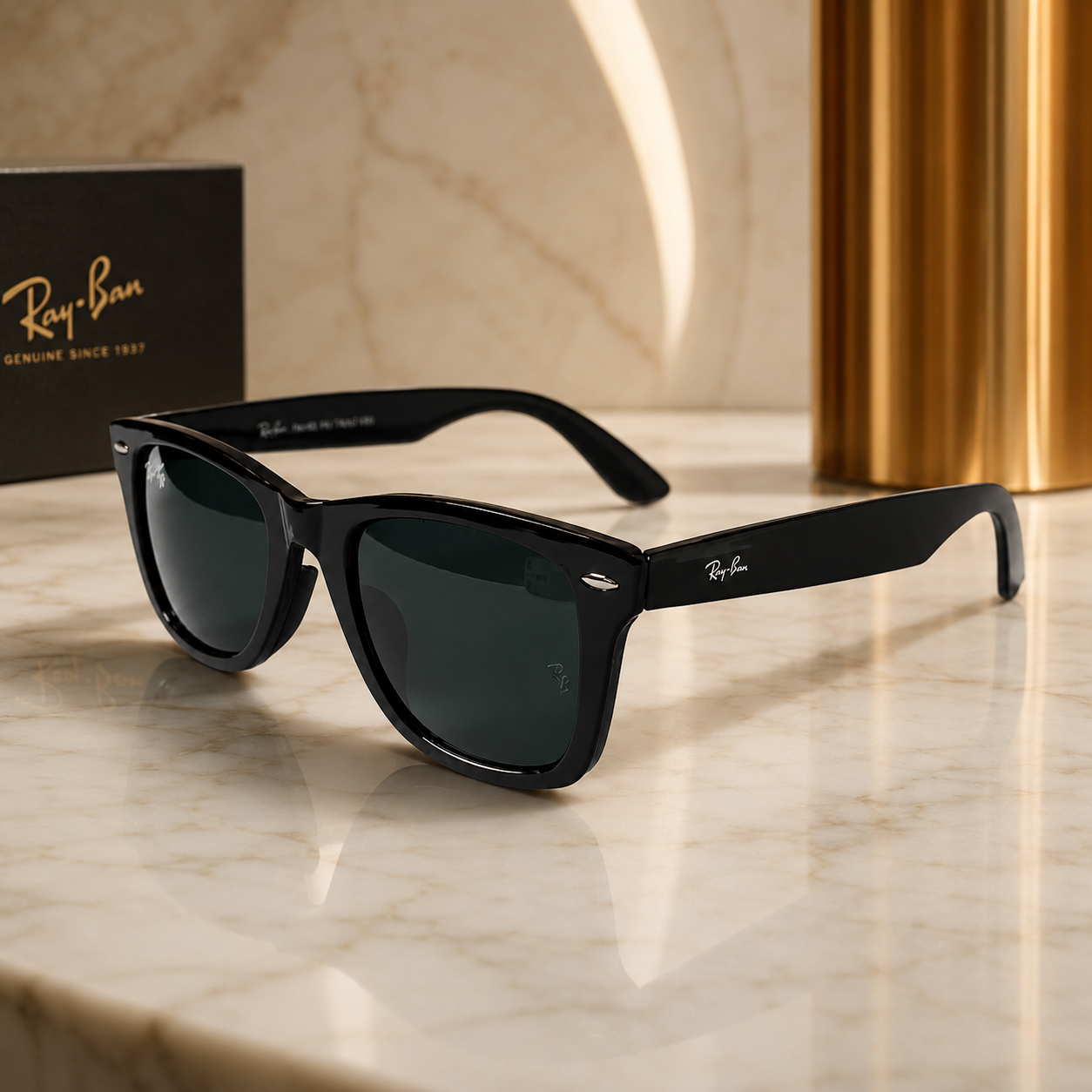 Urban Ziyaar Vertex Premium Black Wayfarer Square Sunglasses