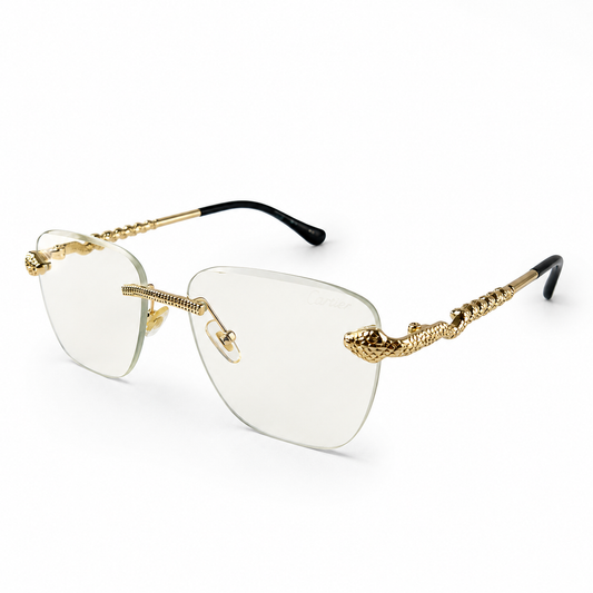 Cartier Gold Reptile Rimless Optical Frame