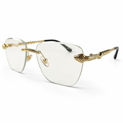 Cartier Gold Reptile Rimless Optical Frame