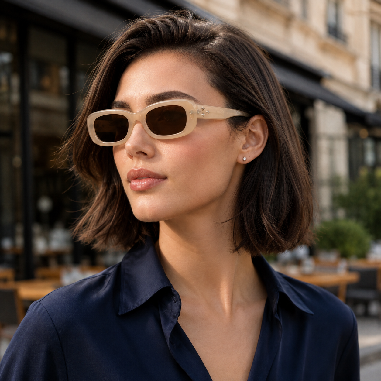 Urban Ziyaar Solene Premium Ivory Rectangle Sunglasses