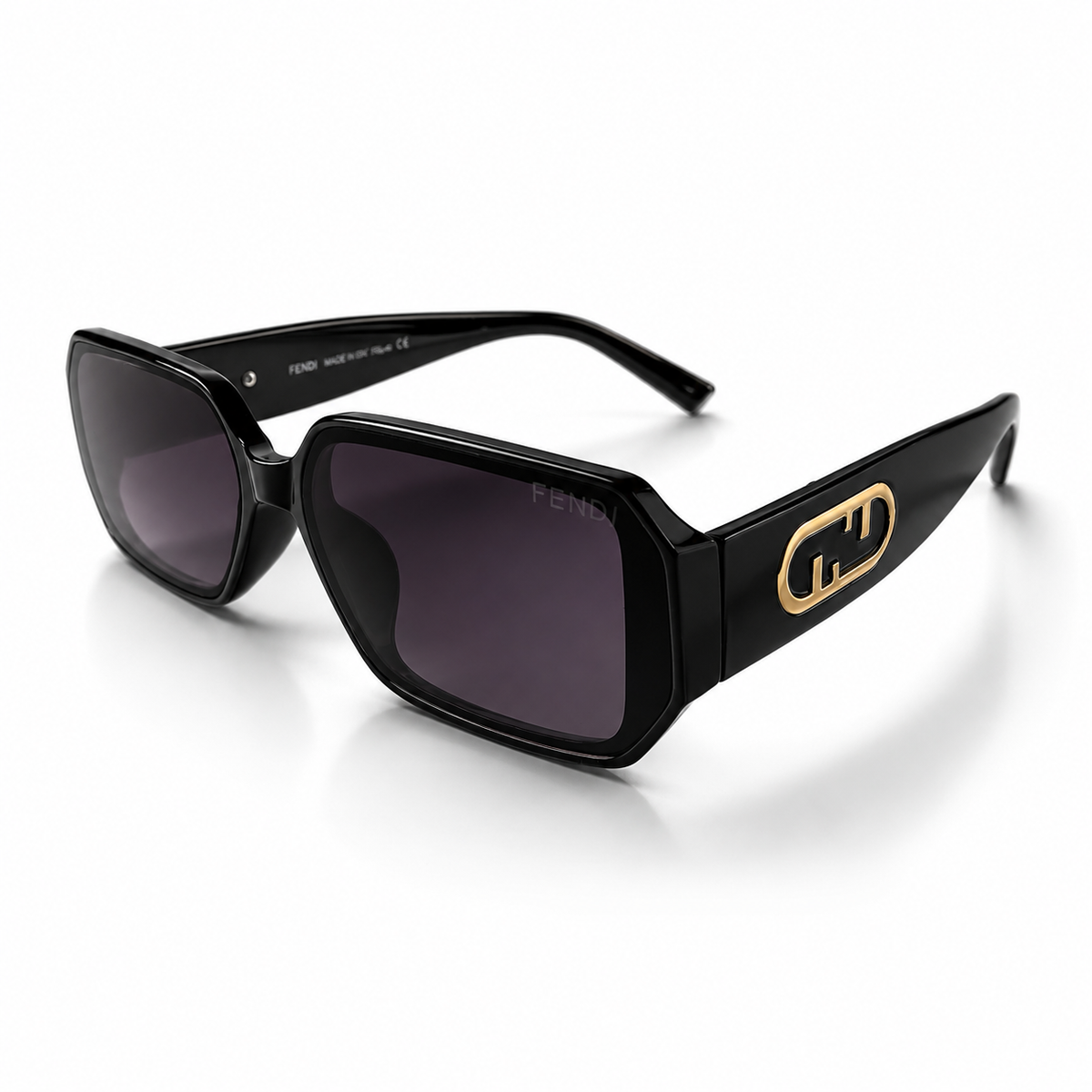 Fendi Gold Tone Black Rectangular Sunglasses – Luxury Eyewear