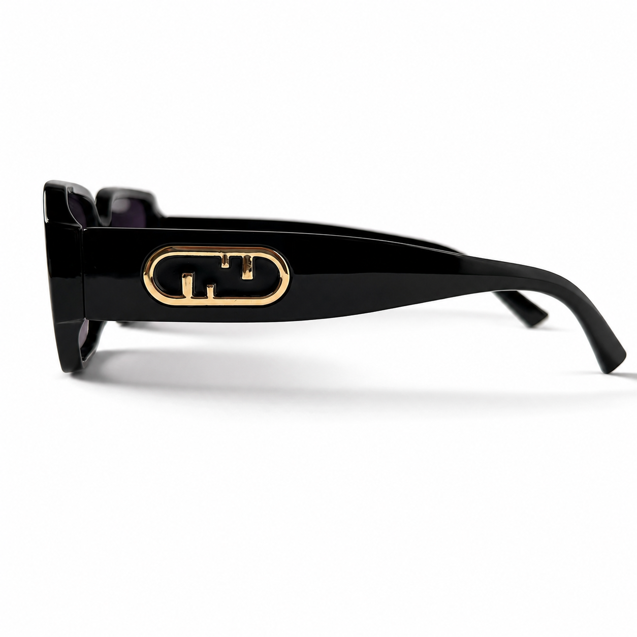 Fendi Gold Tone Black Rectangular Sunglasses – Luxury Eyewear