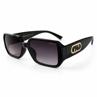 Fendi Gold Tone Black Rectangular Sunglasses – Luxury Eyewear