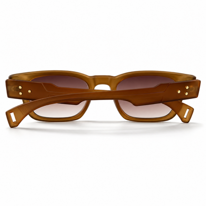 Brown Tortoise Square Acetate Sunglasses with Gold Rivets