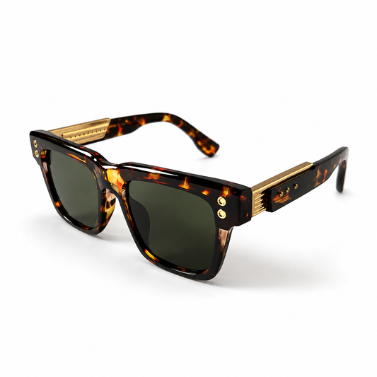 Dita Warthen Square Tortoiseshell Sunglasses with Gold-Tone Metal Temple
