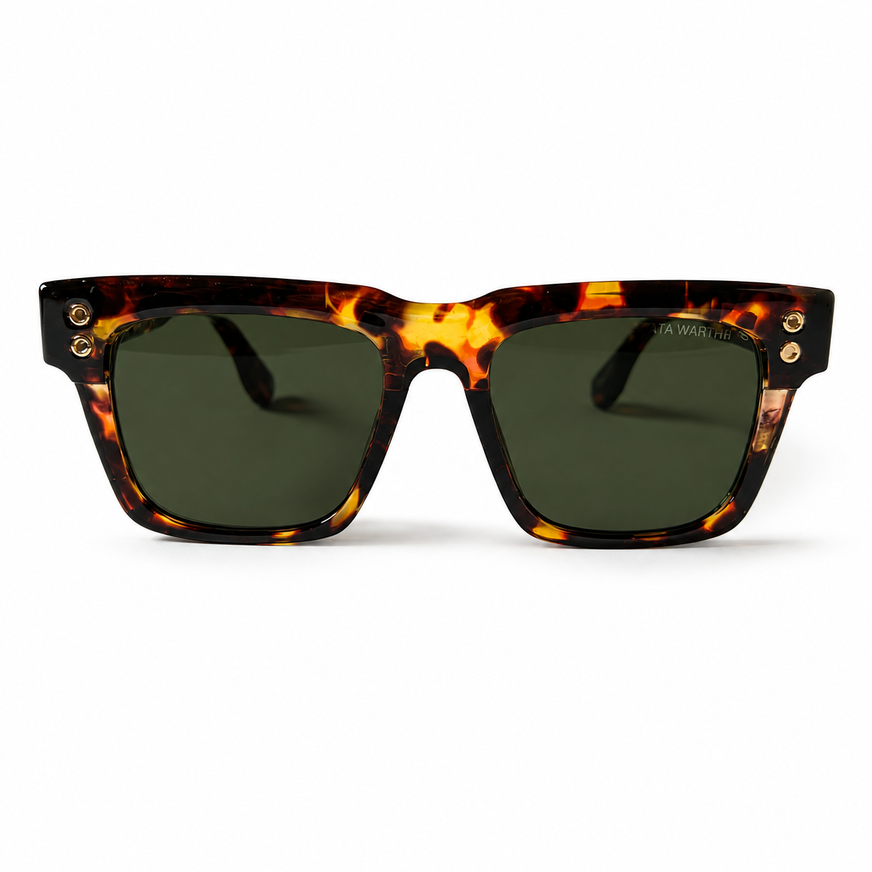 Dita Warthen Square Tortoiseshell Sunglasses with Gold-Tone Metal Temple