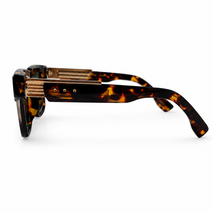 Dita Warthen Square Tortoiseshell Sunglasses with Gold-Tone Metal Temple