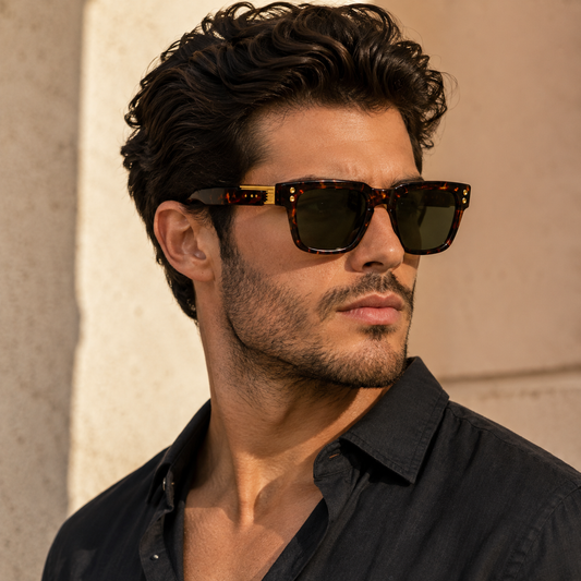 Dita Warthen Square Tortoiseshell Sunglasses with Gold-Tone Metal Temple