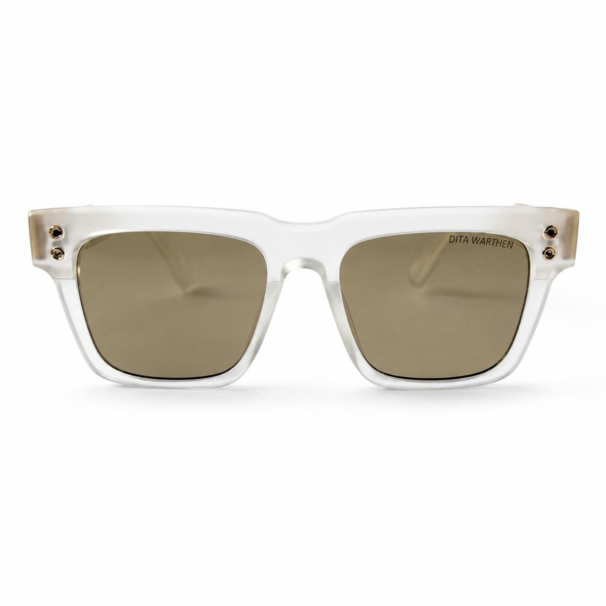 Dita Warthen Clear Crystal Acetate Brown Lens Sunglasses