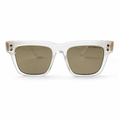 Dita Warthen Clear Crystal Acetate Brown Lens Sunglasses