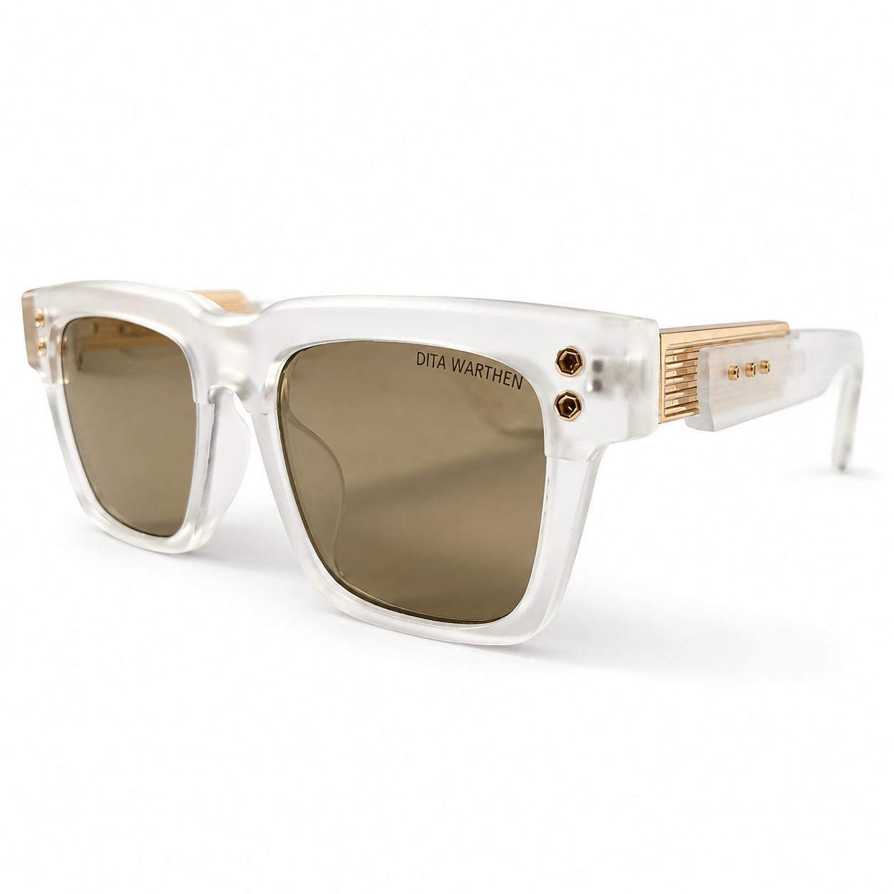 Dita Warthen Clear Crystal Acetate Brown Lens Sunglasses