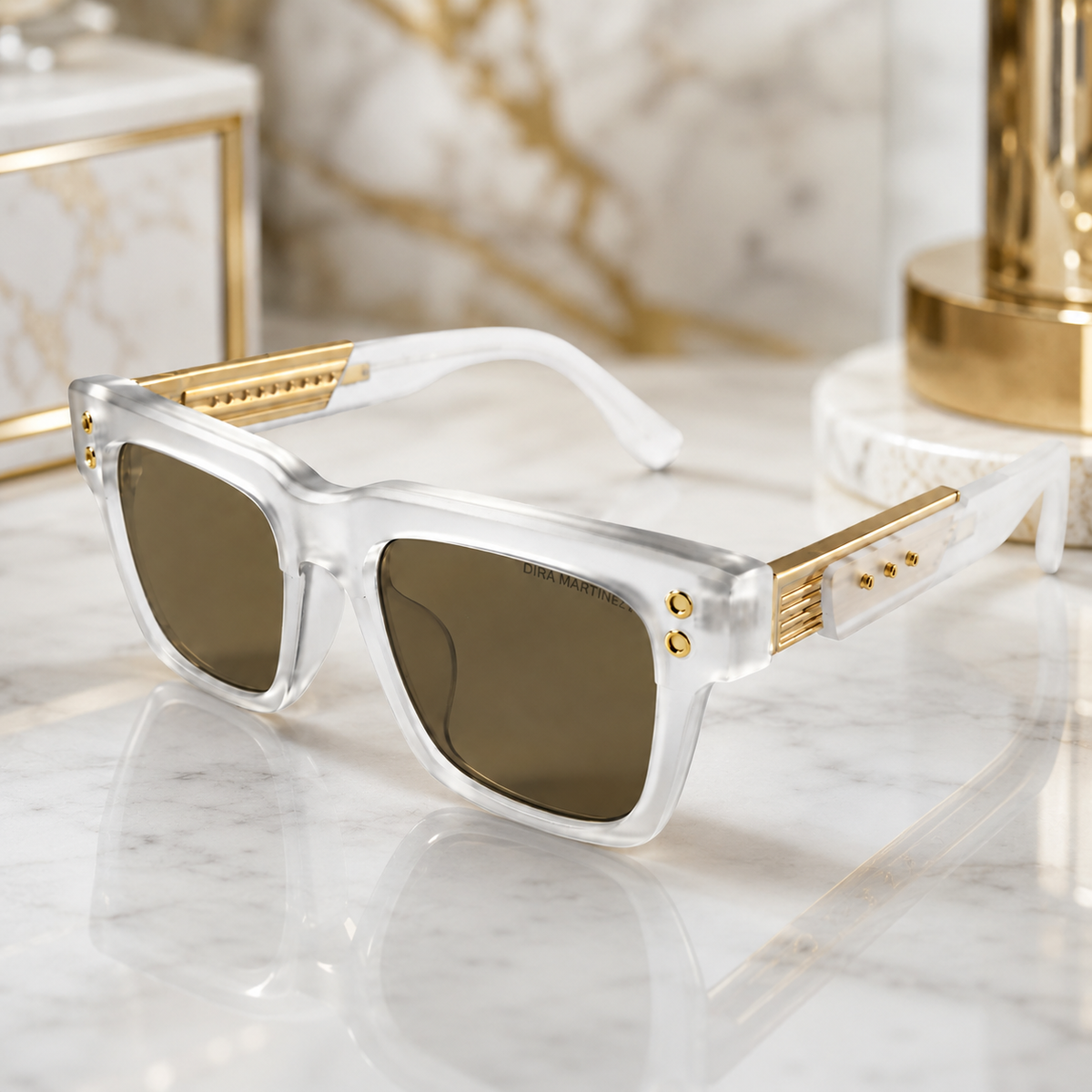 Dita Warthen Clear Crystal Acetate Brown Lens Sunglasses