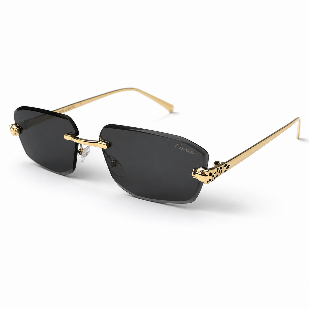 Cartier CT0474 Rimless Gold Tone Black Lens Sunglasses