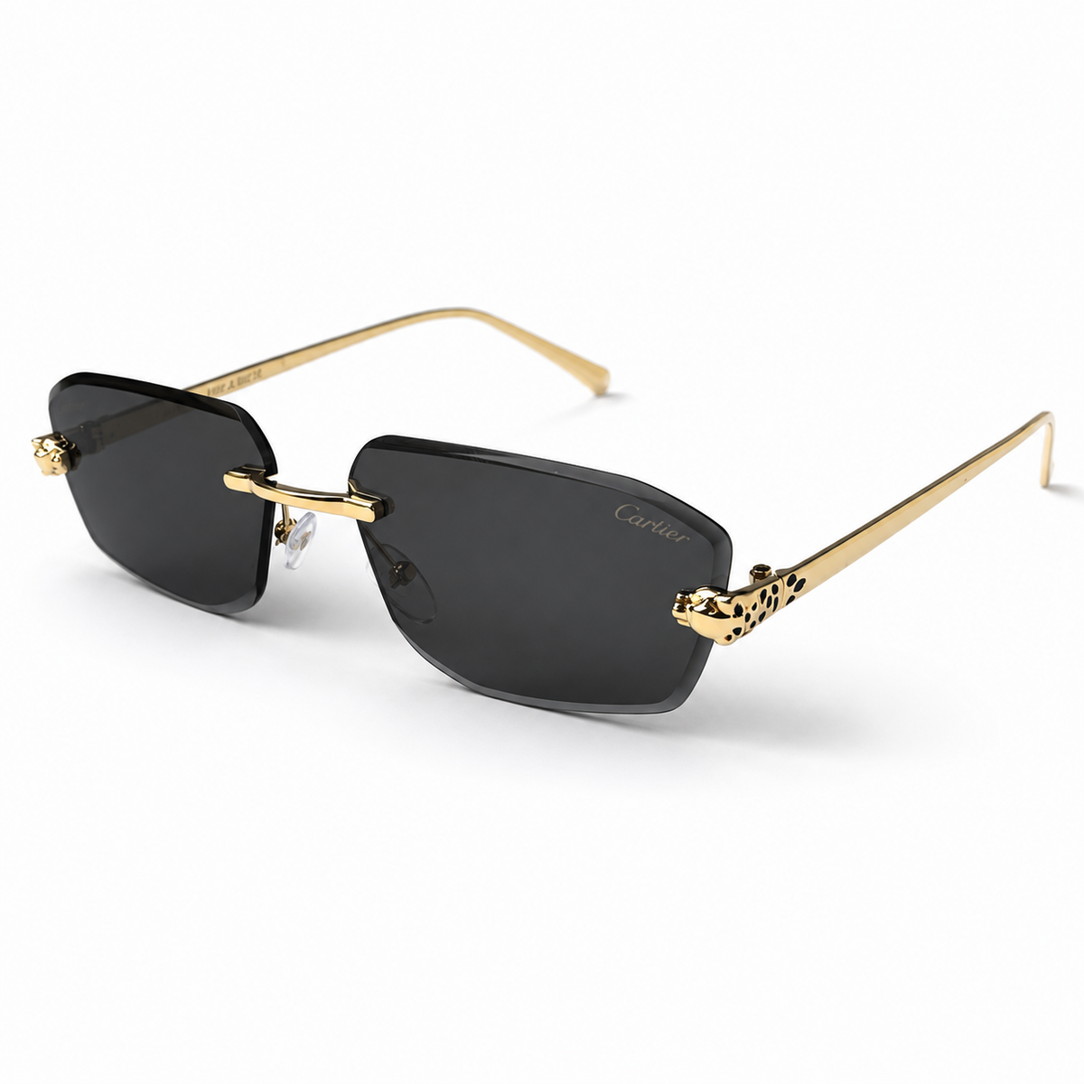 Cartier CT0474 Rimless Gold Tone Black Lens Sunglasses