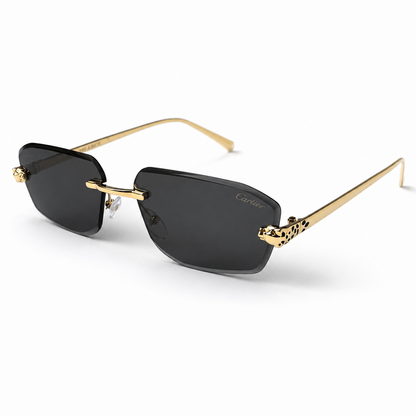 Cartier CT0474 Rimless Gold Tone Black Lens Sunglasses