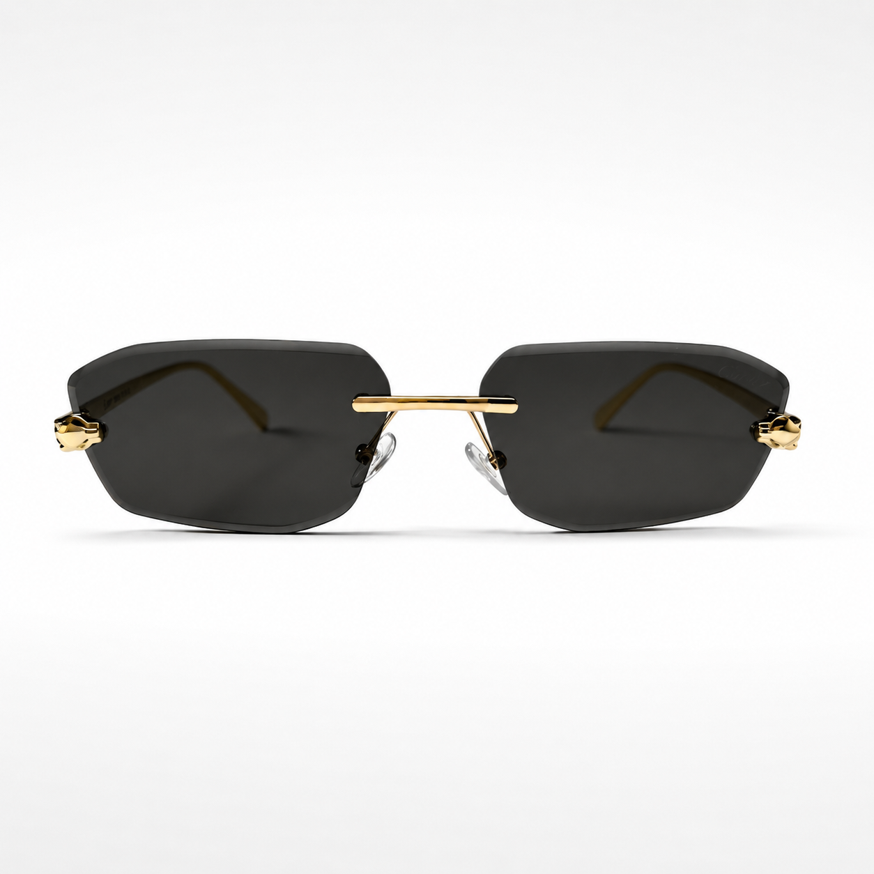 Cartier CT0474 Rimless Gold Tone Black Lens Sunglasses